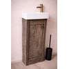 Oud Eikenhouten Geborsteld Toiletmeubel 1 deur + Witte Fontein