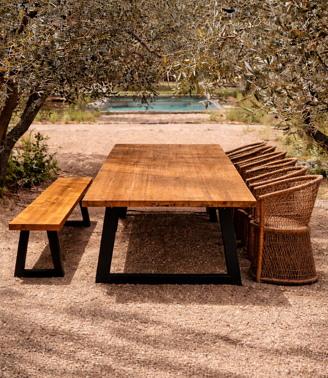 Bazar Bizar Bankje | Ijzeren Onderstel | Natuurlijk | 280 cm