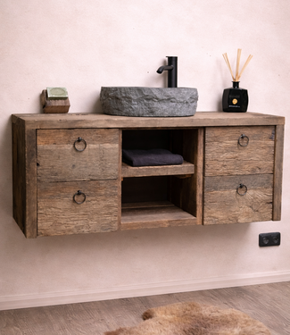 Rene Houtman Raaf Badkamermeubel Zwevend Oud Eikenhout