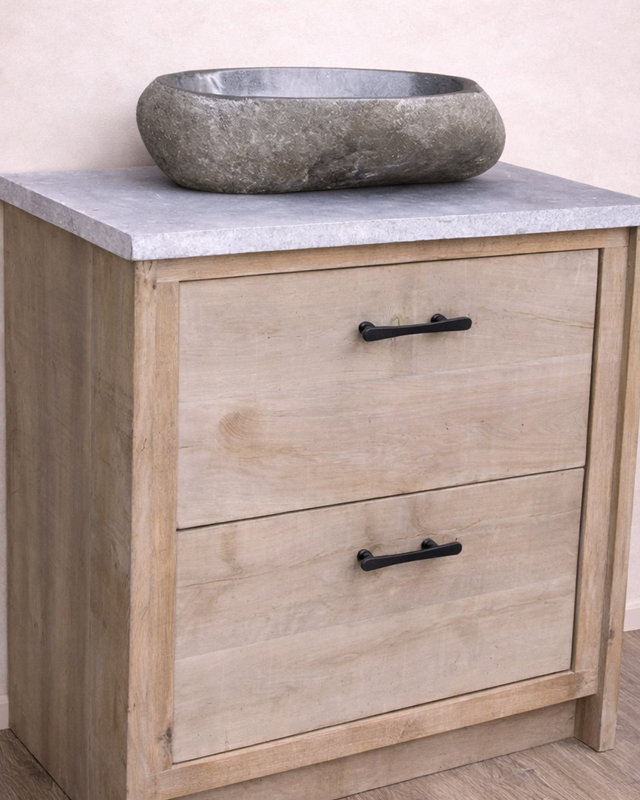 Rene Houtman Badkamermeubel Nout Eiken Hardsteen 80-140 cm
