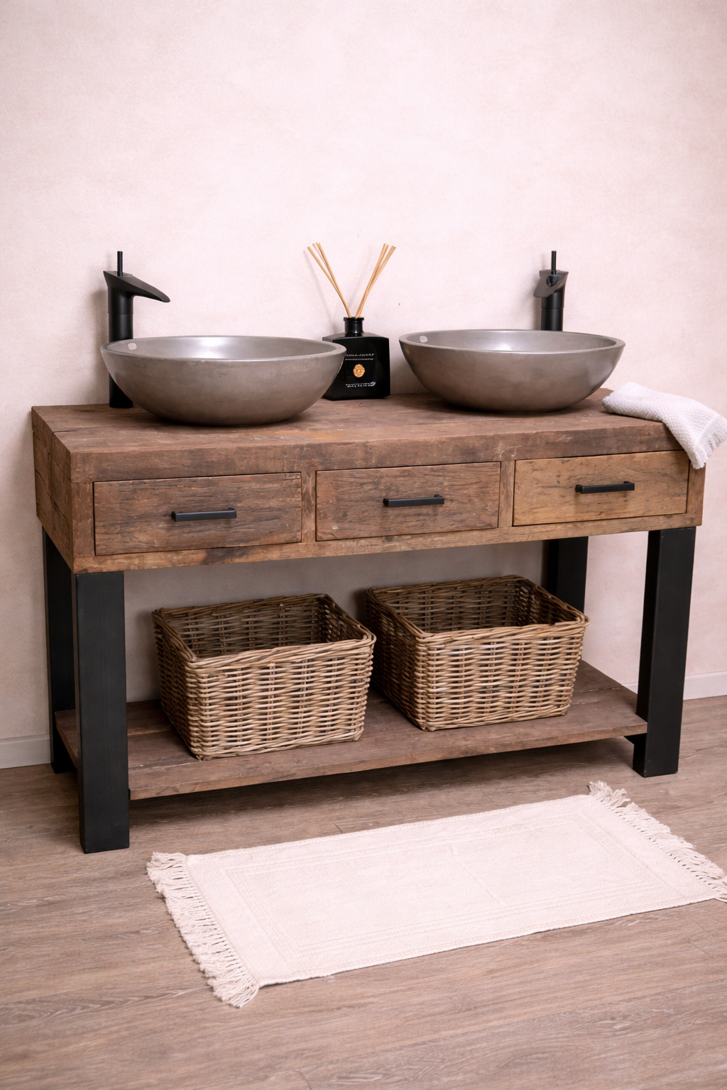 Rene Houtman Badkamermeubel Sem - L135 cm - Hout 3 lades