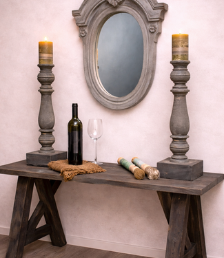 Rene Houtman Spiegel Ossenoog Hout H72xB63 cm Old Grey