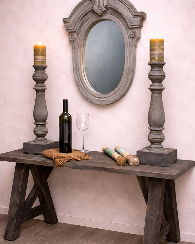 Rene Houtman Spiegel Ossenoog Hout H72xB63 cm Old Grey