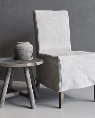 Luksa Home Collection Eetkamerstoel Nora Rok 100% Linnen - Taupe Of Beige