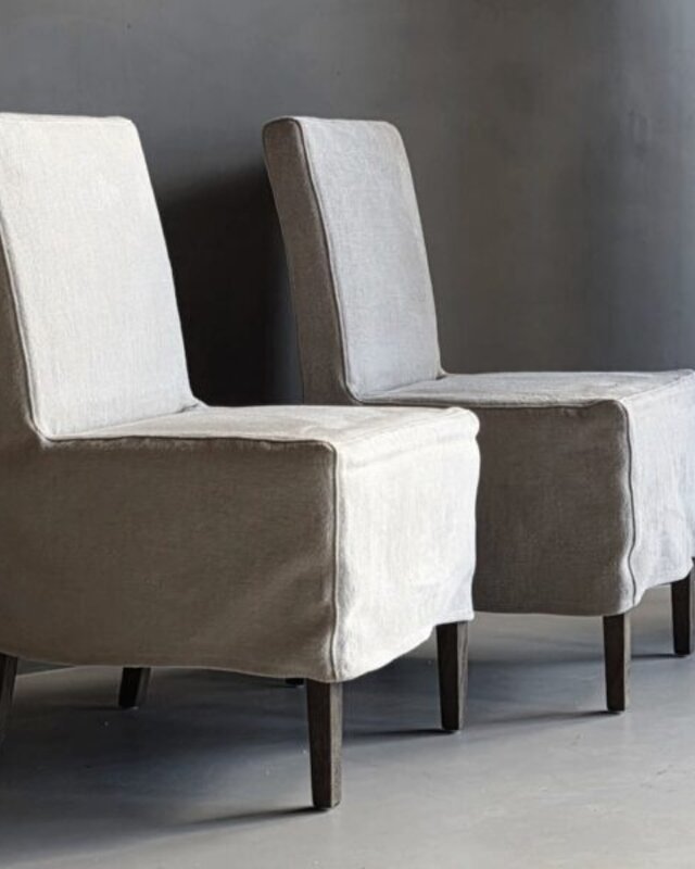 Luksa Home Collection Eetkamerstoel Nora Rok 100% Linnen - Taupe Of Beige