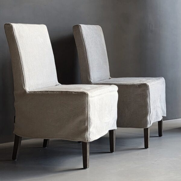 Luksa Home Collection Eetkamerstoel Nora Rok 100% Linnen - Taupe Of Beige