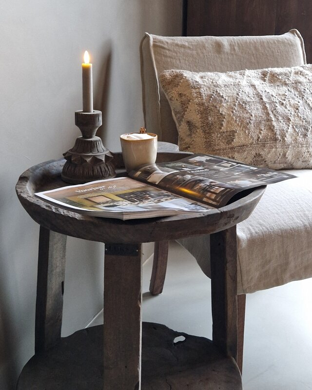 Luksa Home Collection Bijzettafel Hout Josefien Met Schaal H60xB50 Cm