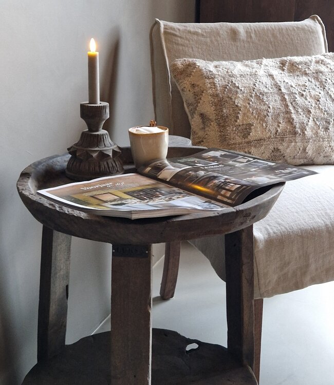 Luksa Home Collection Bijzettafel Hout Josefien Met Schaal H60xB50 Cm
