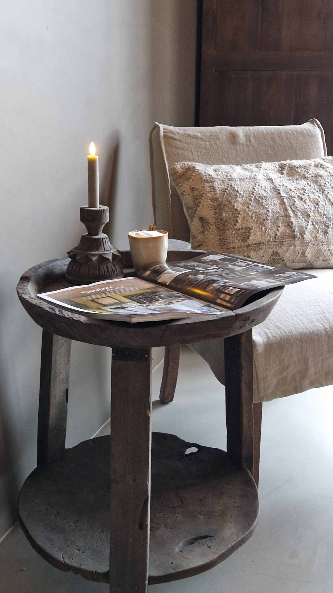 Luksa Home Collection Bijzettafel Hout Josefien Met Schaal H60xB50 Cm