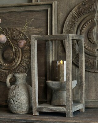 Luksa Home Collection Windlicht Lantaarn Balthazar Hout - 2 Maten