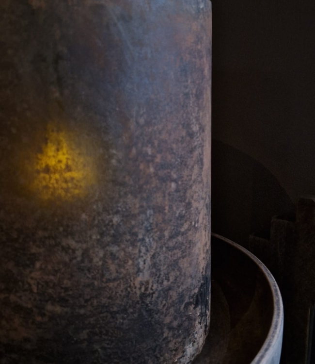 Luksa Home Collection Windlicht Cilinder Glas Zwart Bruin H25xB25 Cm