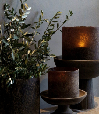 Luksa Home Collection Windlicht Cilinder Glas Zwart Bruin H25xB25 Cm