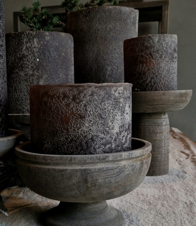 Luksa Home Collection Windlicht Cilinder Glas Zwart Bruin H25xB25 Cm