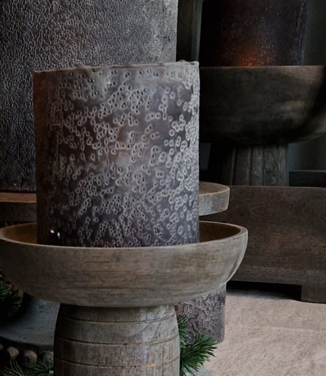 Luksa Home Collection Windlicht Cilinder Glas Zwart Bruin H25xB25 Cm