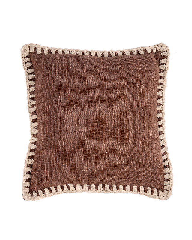 Bazar Bizar Antwerp De Espresso Edge kussenhoes - bruin-wit - 50x50 cm