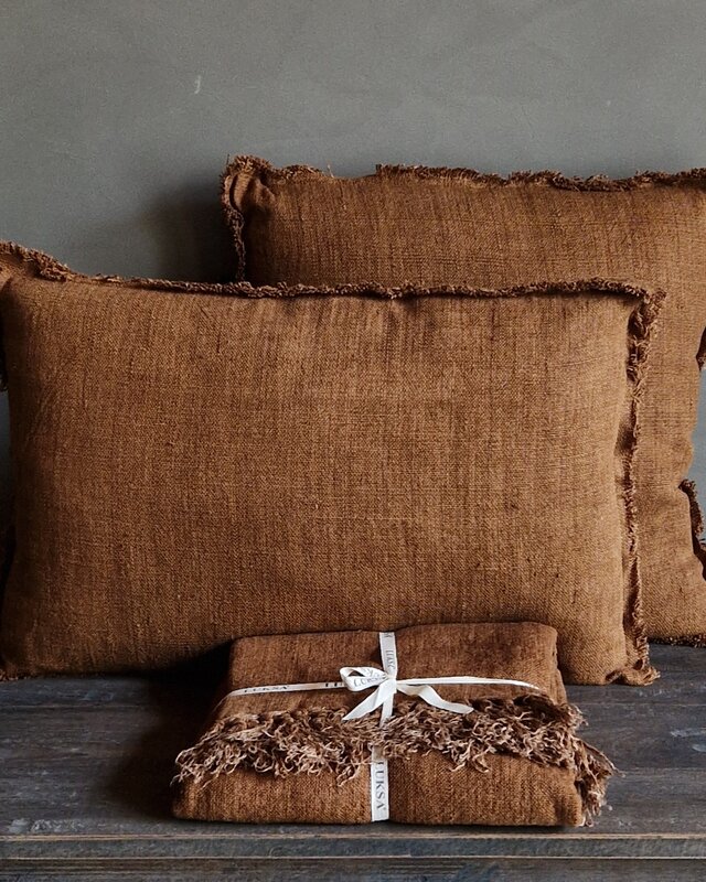 Luksa Home Collection Linnen Plaid Sana | Roest | 130 x 170 cm