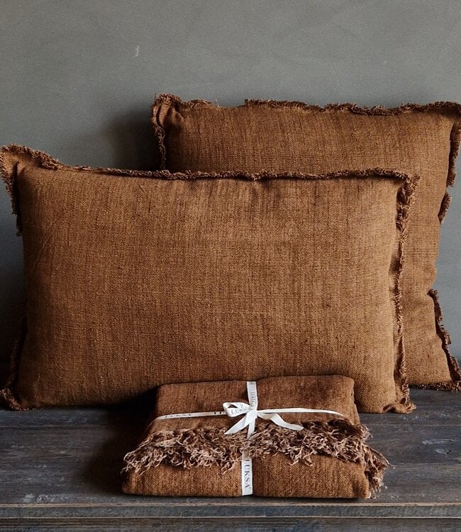Luksa Home Collection Linnen Plaid Sana | Roest | 130 x 170 cm