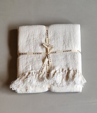 Luksa Home Collection Linnen Plaid Sana | Off-White | 130 x 170 cm