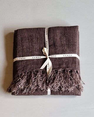 Luksa Home Collection Linnen Plaid Sana | Chocolade | 130 x 170 cm
