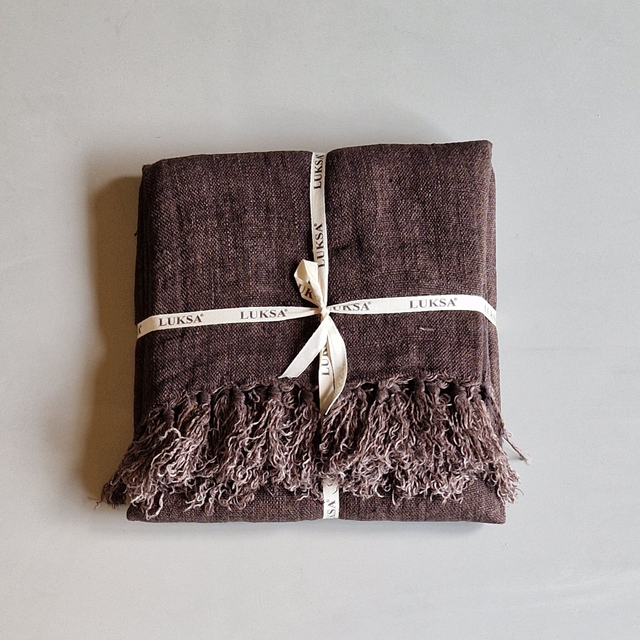 Luksa Home Collection Linnen Plaid Sana | Chocolade | 130 x 170 cm