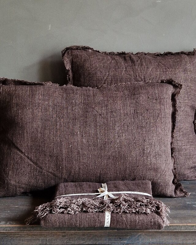 Luksa Home Collection Linnen Plaid Sana | Chocolade | 130 x 170 cm