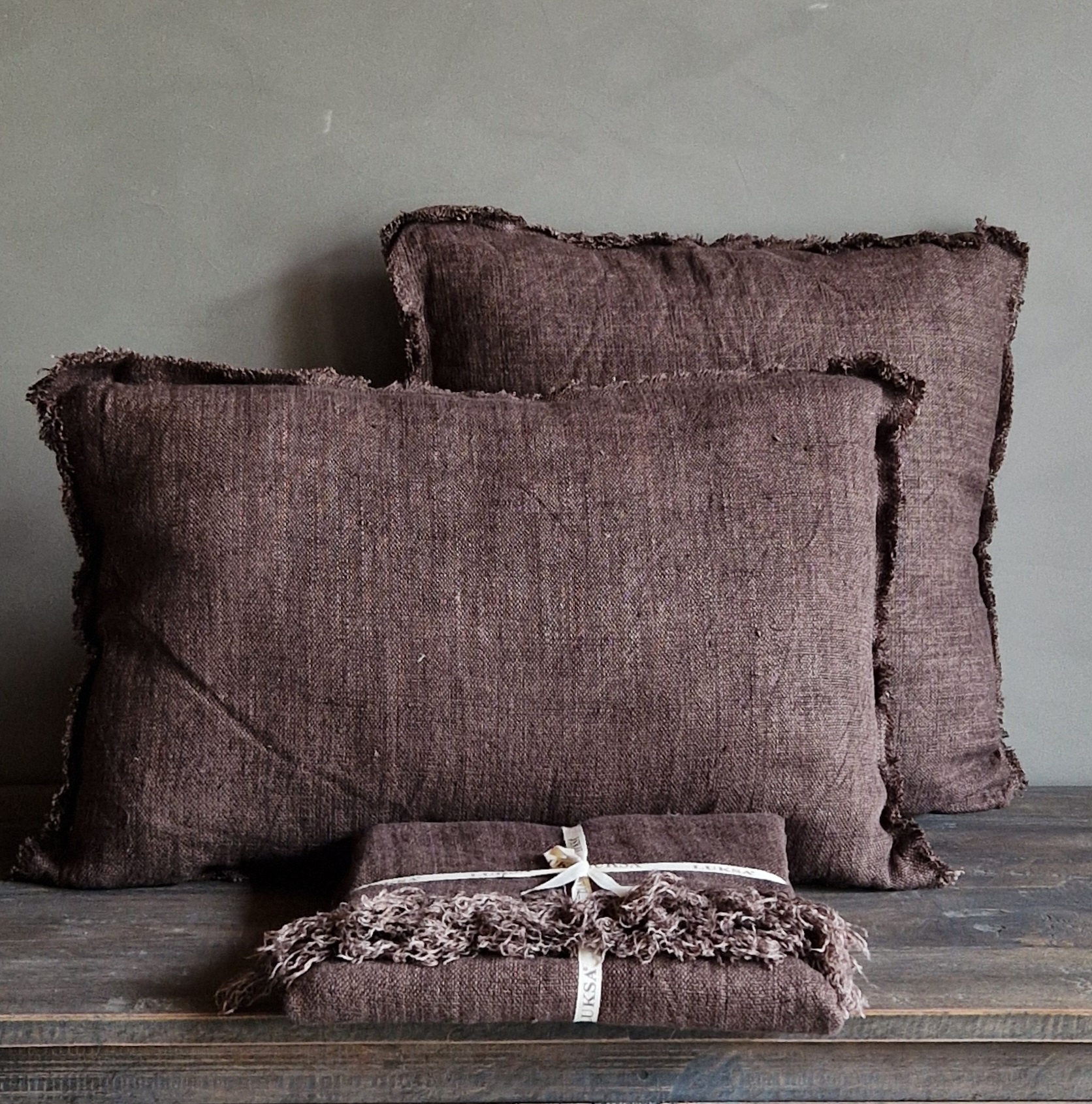 Luksa Home Collection Linnen Plaid Sana | Chocolade | 130 x 170 cm