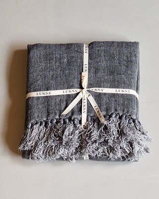Luksa Home Collection Linnen Plaid Sana | Bruingrijs | 130 x 170 cm
