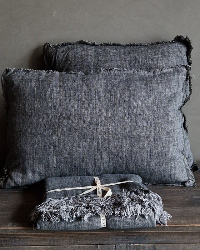Luksa Home Collection Linnen Plaid Sana | Bruingrijs | 130 x 170 cm
