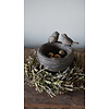 Vogelnestje Met 2 Vogeltjes | Majestic Brown | H14xD16 cm