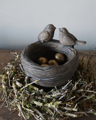 Brynxz Vogelnestje Met 2 Vogeltjes | Majestic Brown | H14xD16 cm