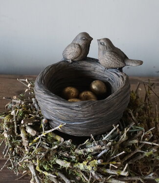 Brynxz Vogelnestje Met 2 Vogeltjes | Majestic Brown | H14xD16 cm