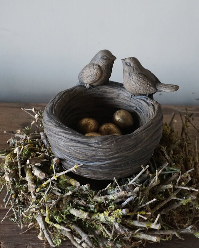 Brynxz Vogelnestje Met 2 Vogeltjes | Majestic Brown | H14xD16 cm