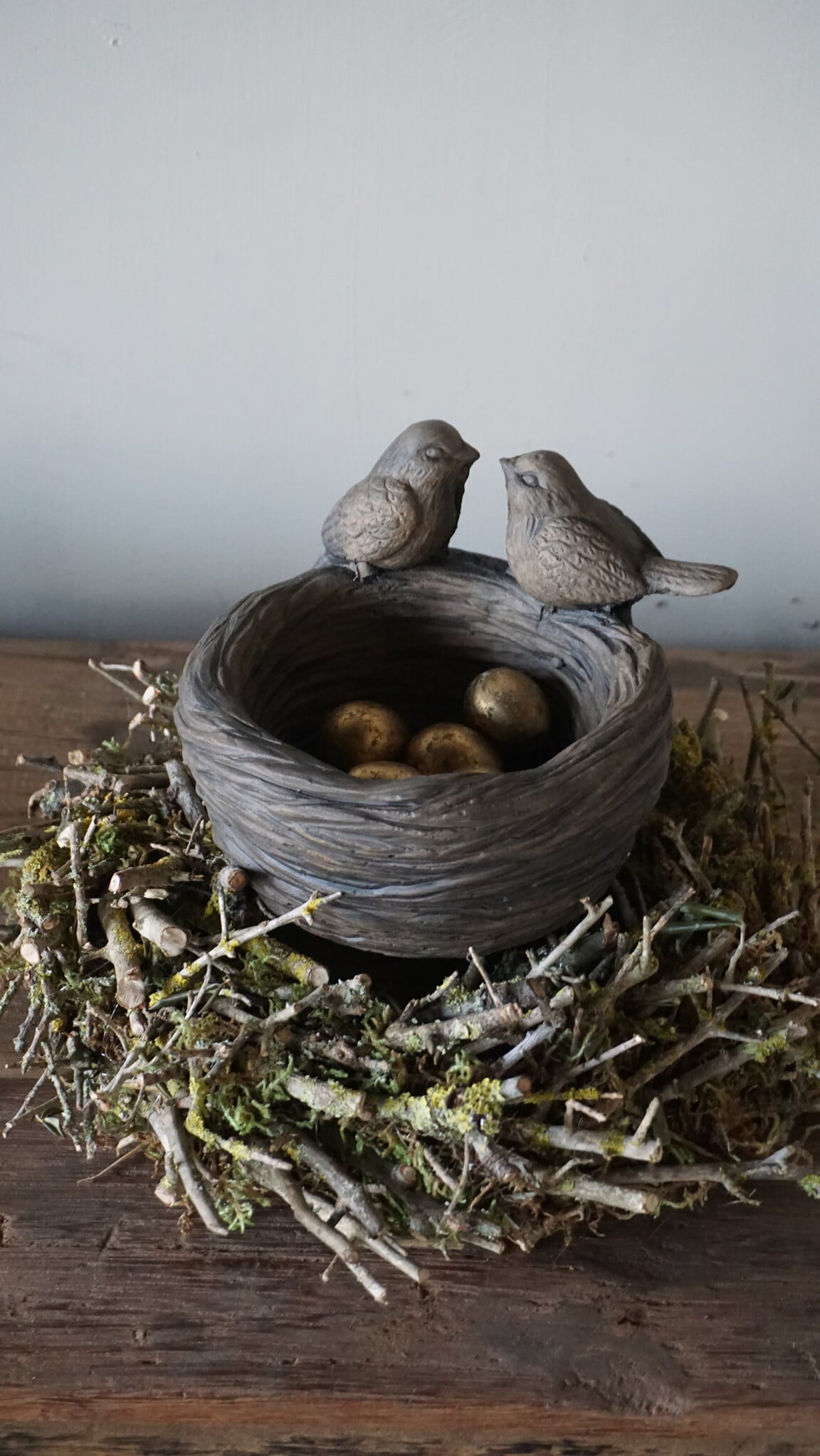 Brynxz Vogelnestje Met 2 Vogeltjes | Majestic Brown | H14xD16 cm