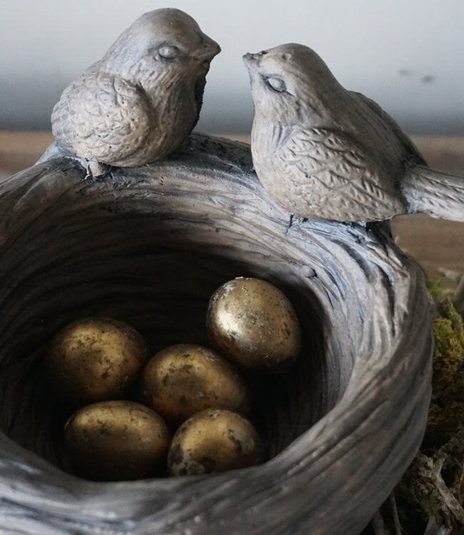 Brynxz Vogelnestje Met 2 Vogeltjes | Majestic Brown | H14xD16 cm