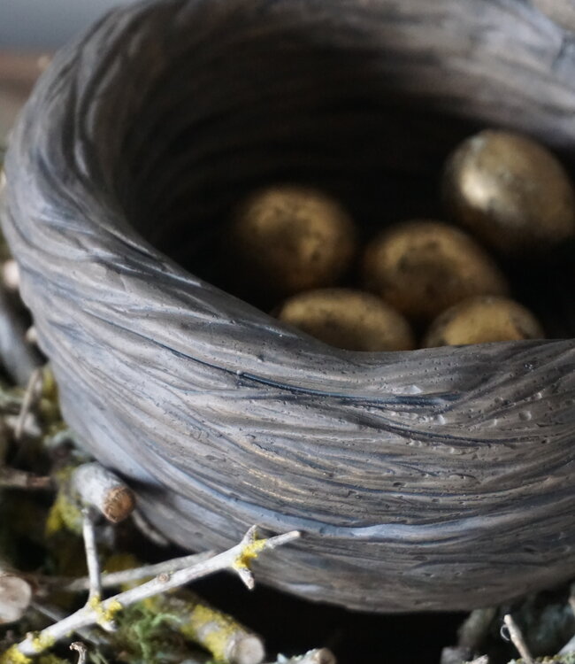 Brynxz Vogelnestje Met 2 Vogeltjes | Majestic Brown | H14xD16 cm