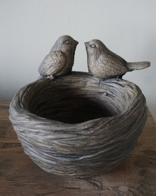 Brynxz Vogelnestje Met 2 Vogeltjes | Majestic Brown | H14xD16 cm