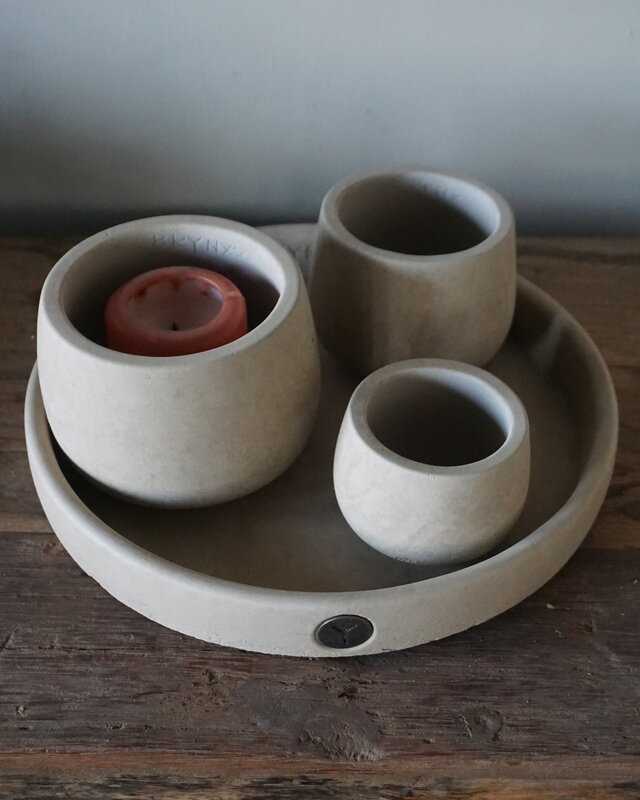 Brynxz Set Dienblad + 3 Potjes | Majestic Taupe | H10xD30 cm
