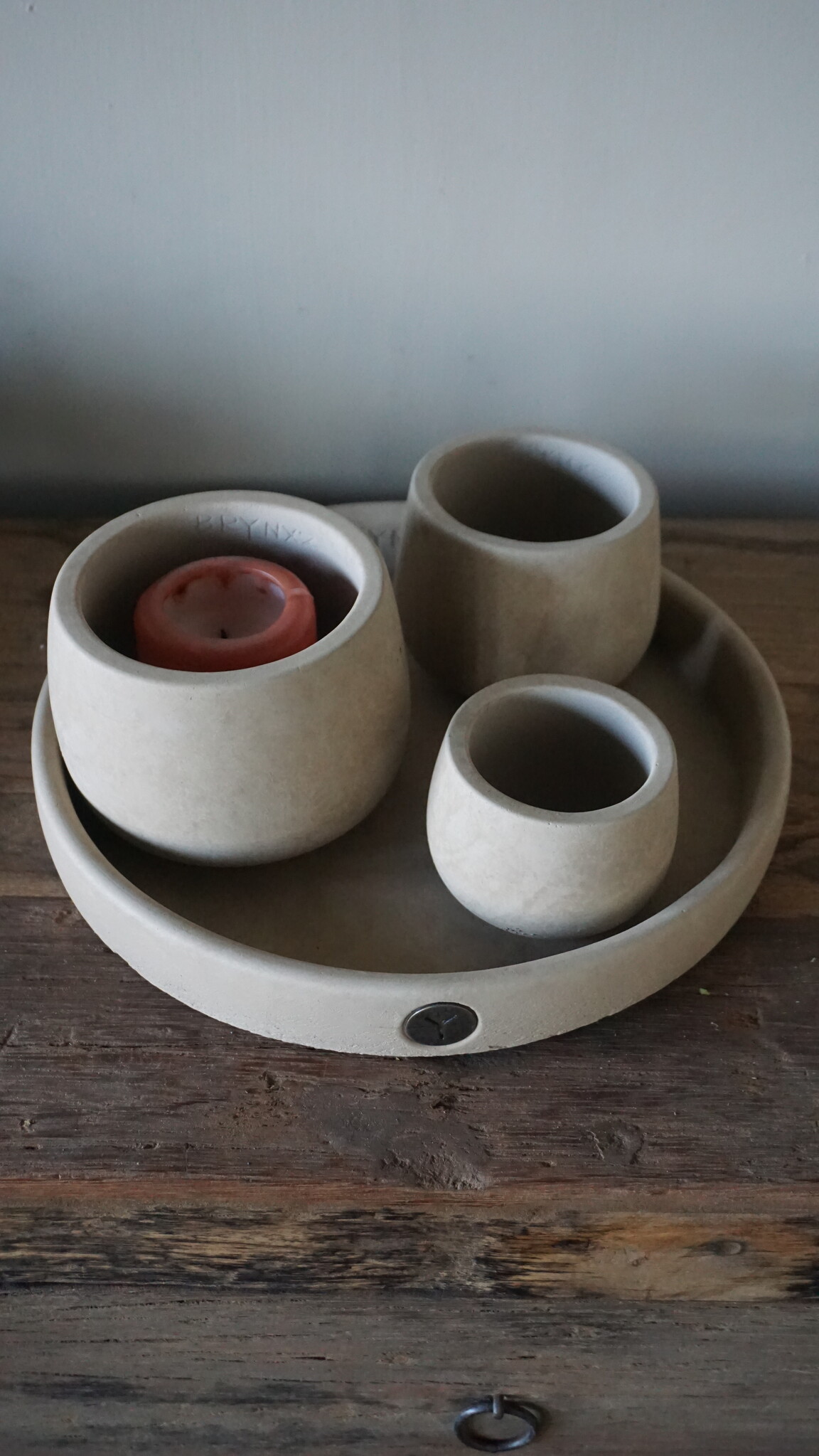Brynxz Set Dienblad + 3 Potjes | Majestic Taupe | H10xD30 cm