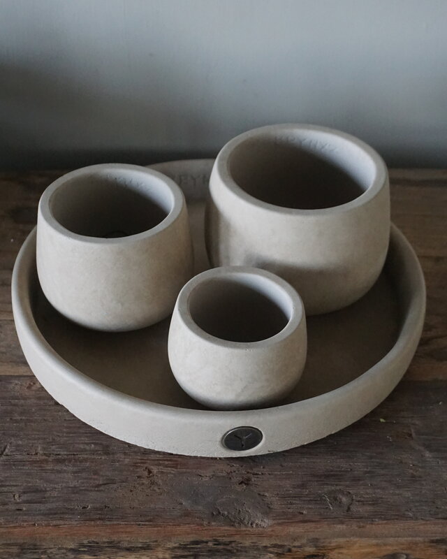 Brynxz Set Dienblad + 3 Potjes | Majestic Taupe | H10xD30 cm