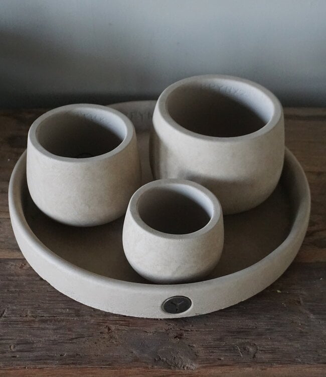 Brynxz Set Dienblad + 3 Potjes | Majestic Taupe | H10xD30 cm