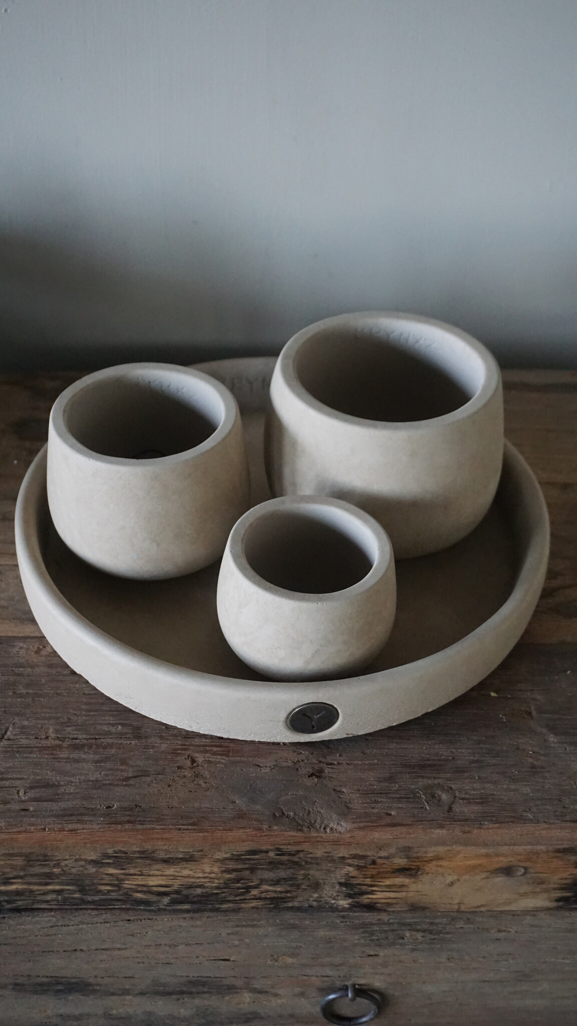 Brynxz Set Dienblad + 3 Potjes | Majestic Taupe | H10xD30 cm