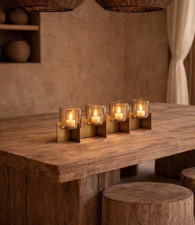 Bazar Bizar Antwerp De Quarta kandelaar - goud - H16,5xB53xD13 cm