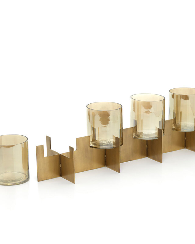 Bazar Bizar Antwerp De Quarta kandelaar - goud - H16,5xB53xD13 cm