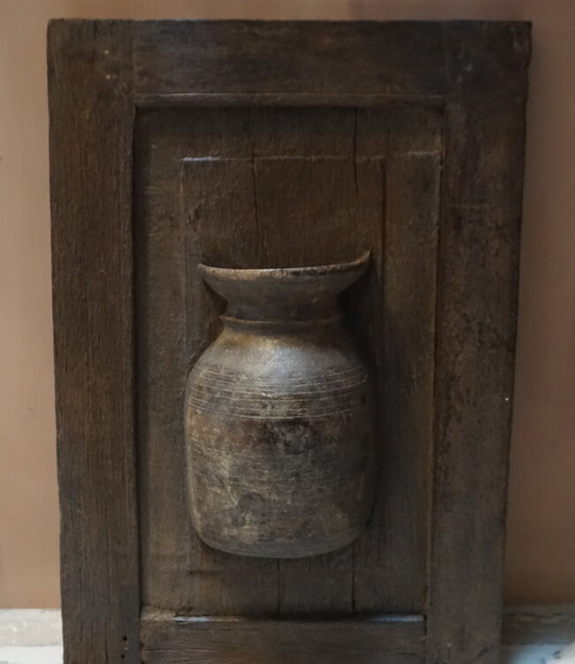 Rene Houtman Wandpaneel Met Vaas/Kruik | Houten Lijst | H51xB34,5 cm