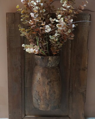 Rene Houtman Wandpaneel Met Vaas/Kruik | Houten Lijst  | H50xB33 cm