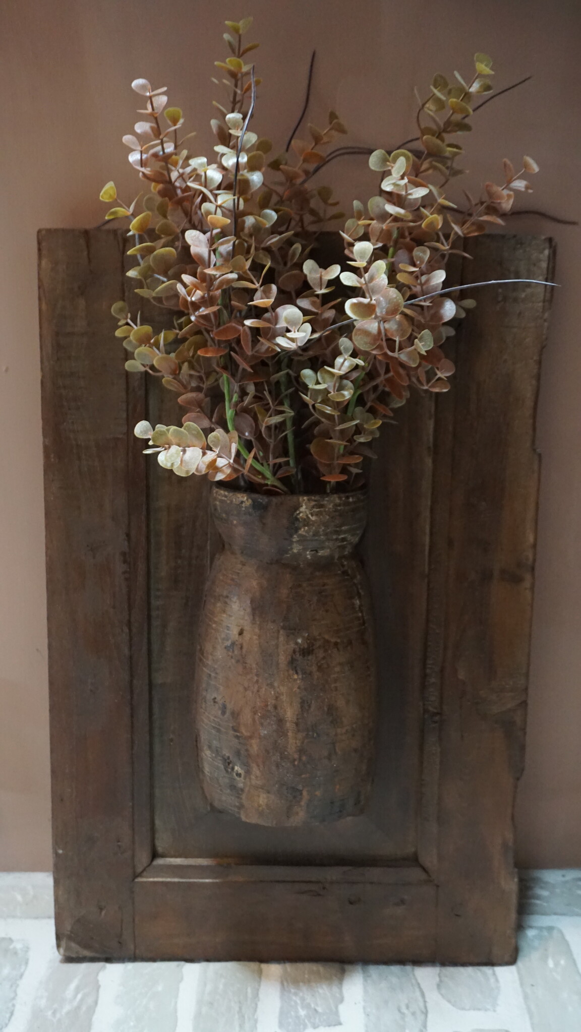Rene Houtman Wandpaneel Met Vaas/Kruik | Houten Lijst | H50xB33 cm
