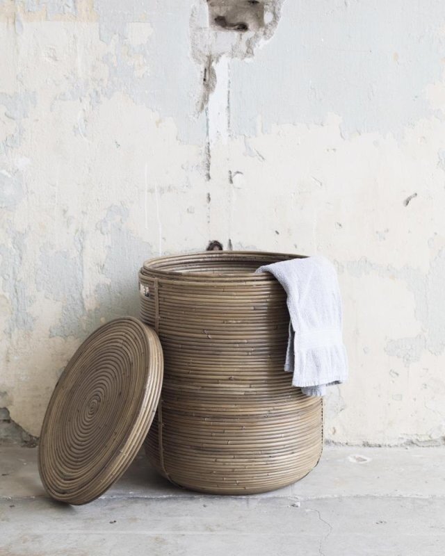Rene Houtman Wasmand Rond Naturel Rotan | H66 x D55 cm