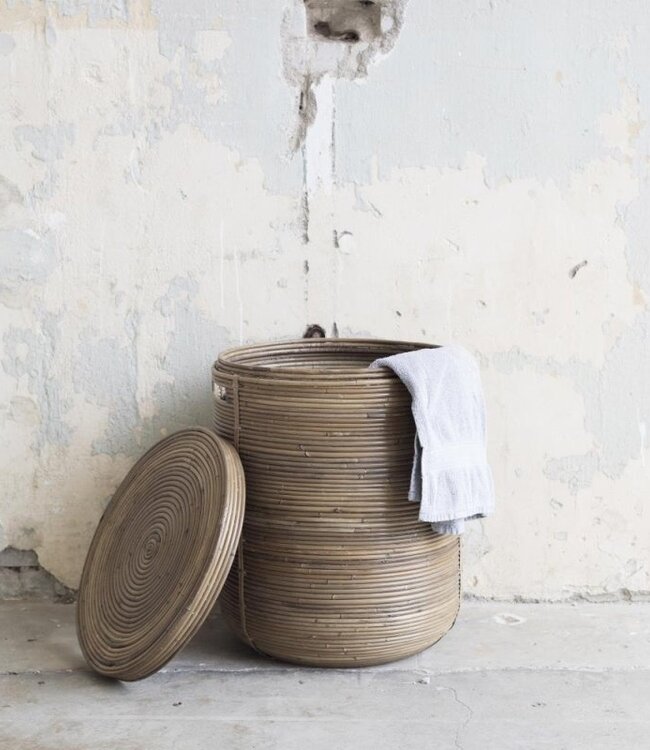 Rene Houtman Wasmand Rond Naturel Rotan | H66 x D55 cm