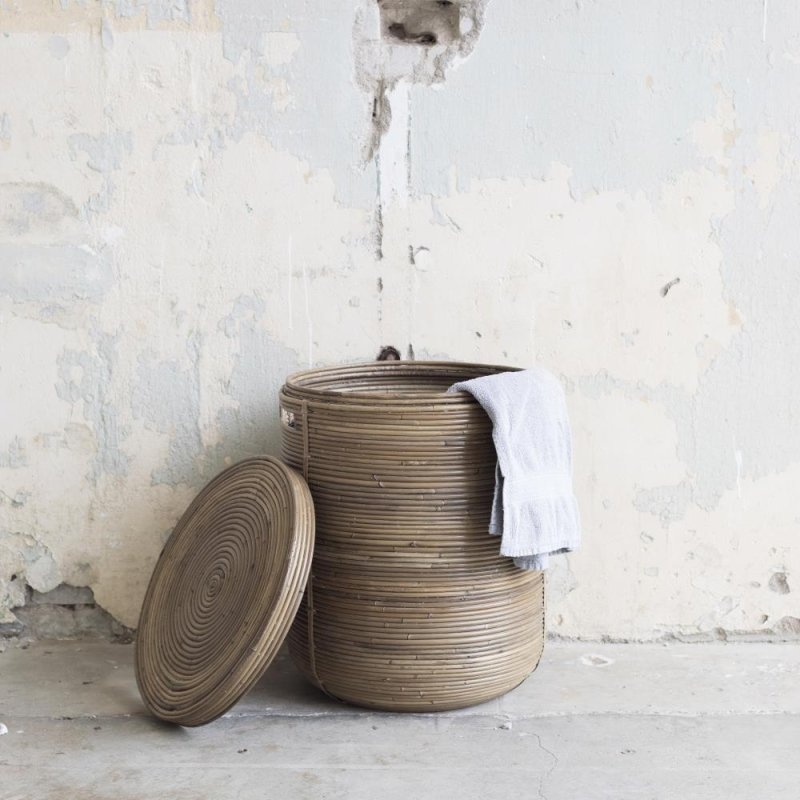 Rene Houtman Wasmand Rond Naturel Rotan | H66 x D55 cm