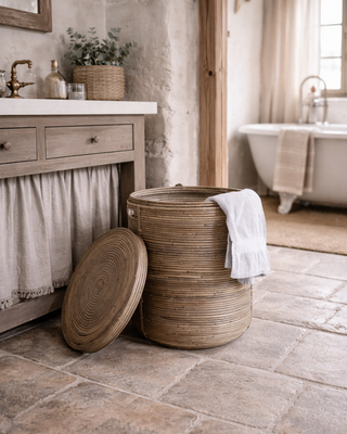 Rene Houtman Wasmand Rond Naturel Rotan | H66 x D55 cm